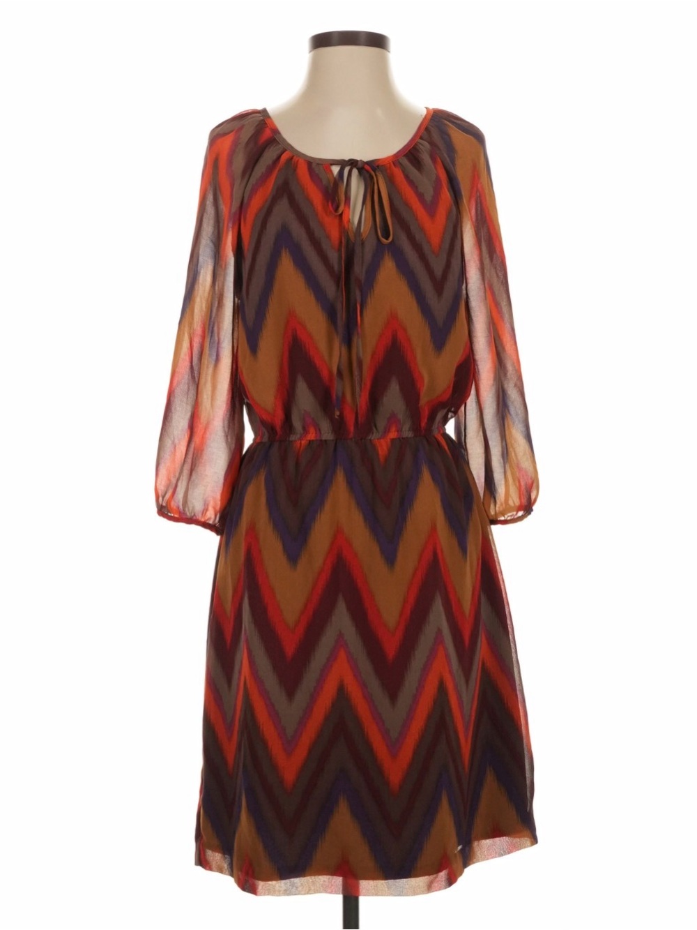 Banana Republic Zigzag Midi Dress in Red, Brown, Purple